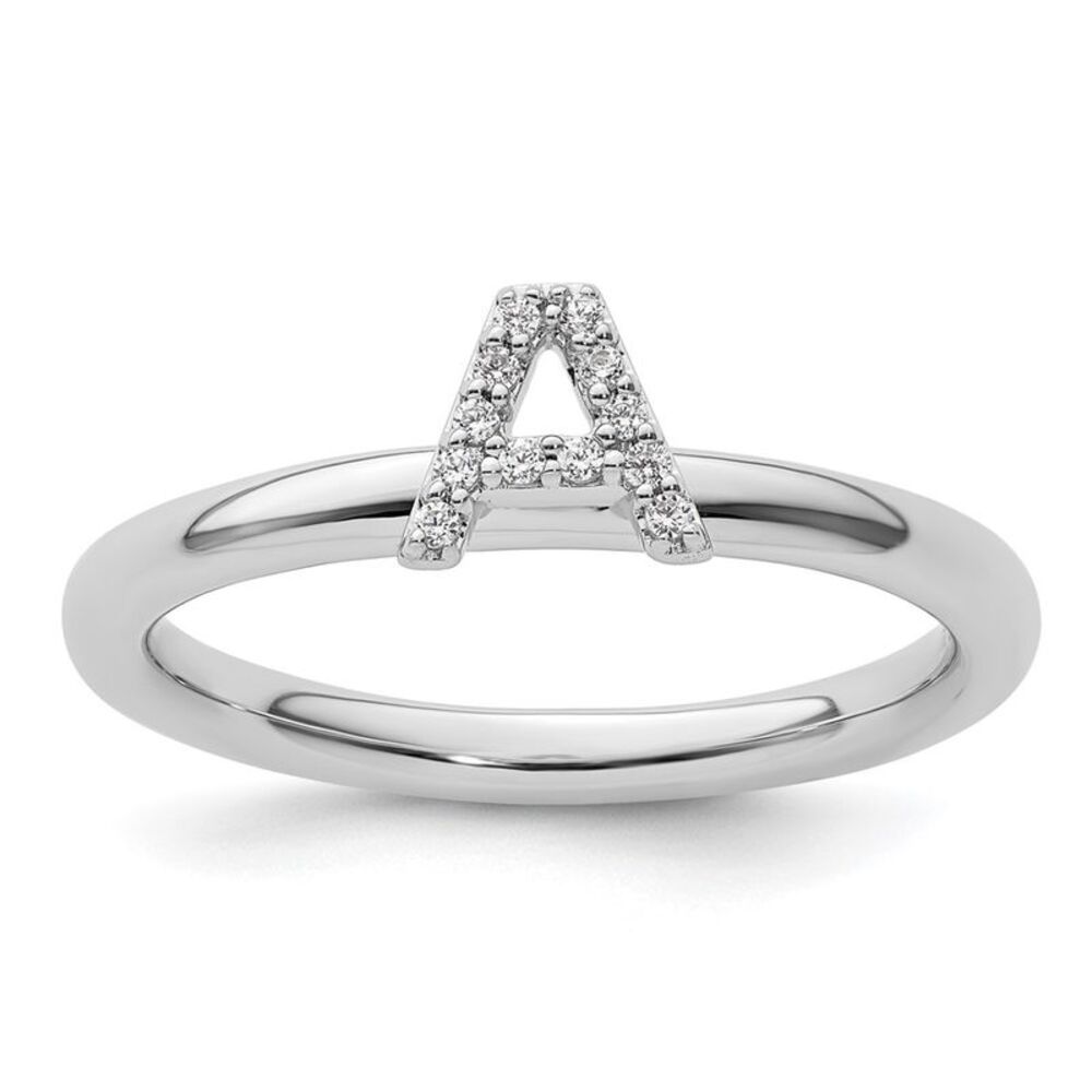 Kazi Luxury 14k White Gold Stackable Diamond Init… - image 1